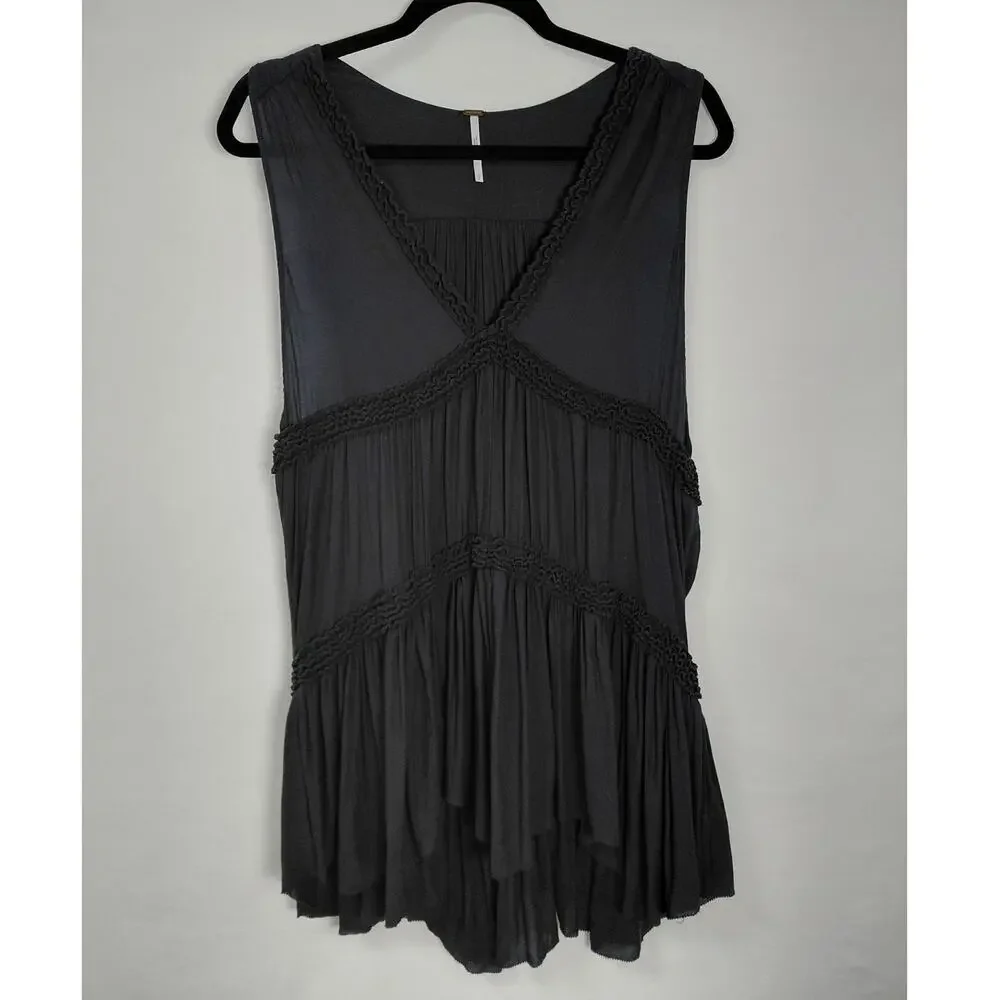 Free People Black Tunic Lightweight Top Women Size S/P